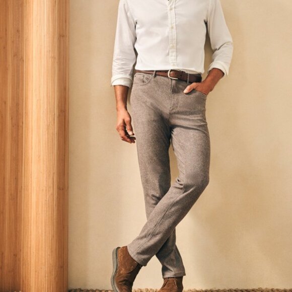 Faherty Knit Flannel 5-Pocket Mens Pants - MSRP $198 Size - 33x34 - Picture 1 of 4